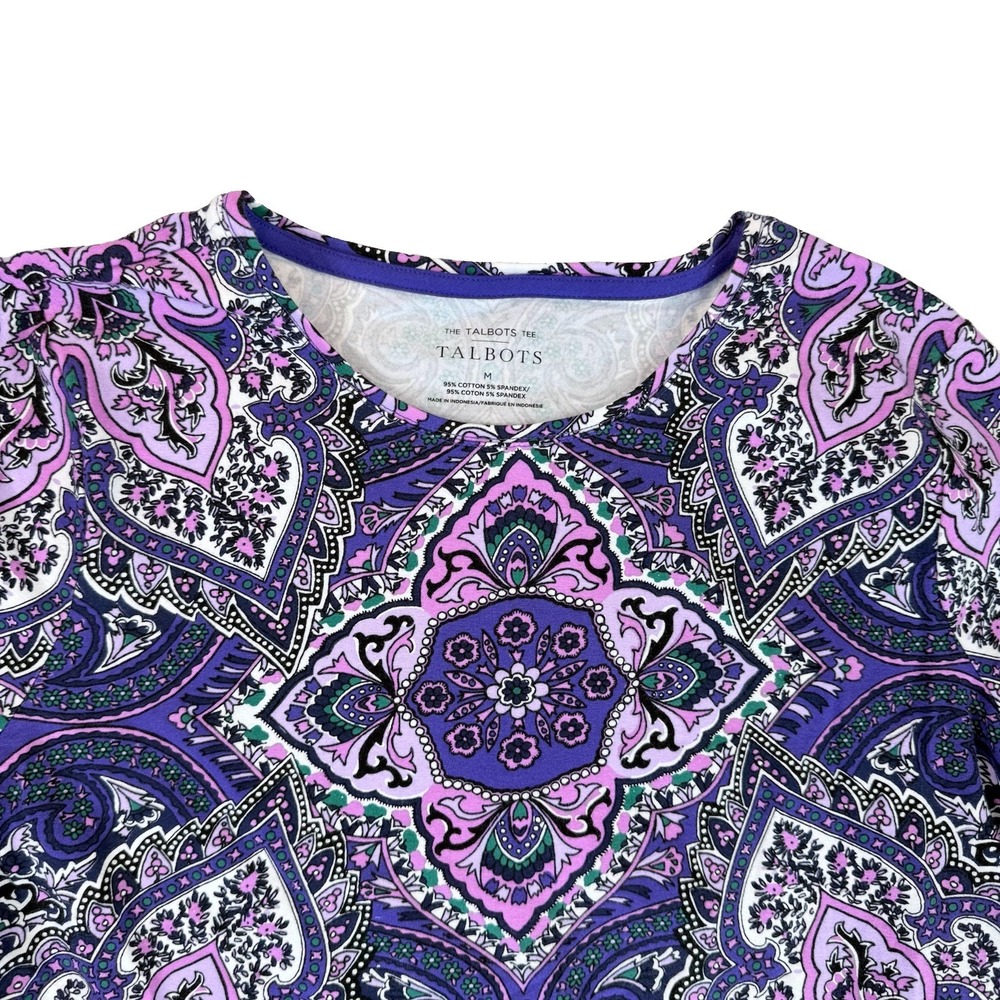 NWT Talbots The Talbots Tee Medium Purple Paisley Medallion Long Sleeve NEW - Picture 3 of 9